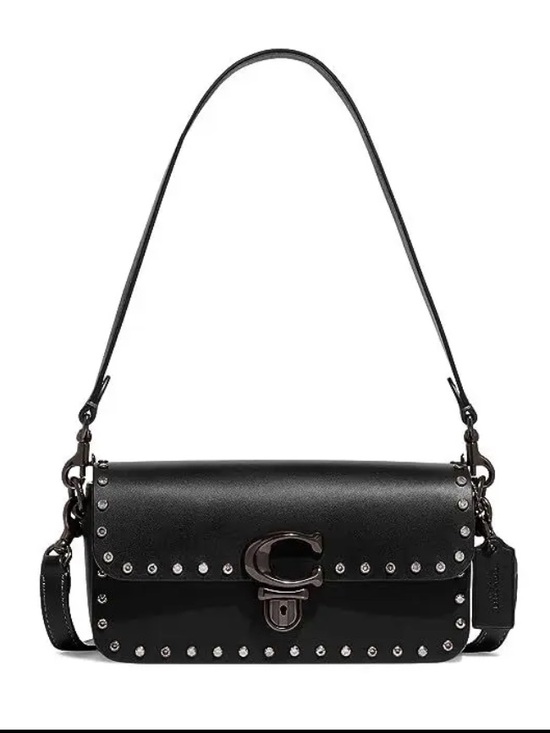 Coach Handbags - Black coach Crystal Rivets Studio Baguette Bag